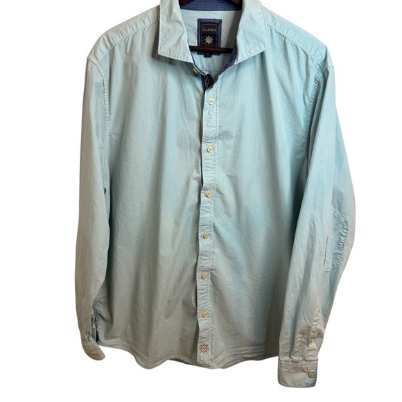 Thaddeus |  Men's Light Blue Casual Button Down Shirt with Reinforced Elbows - Picture 1 of 9